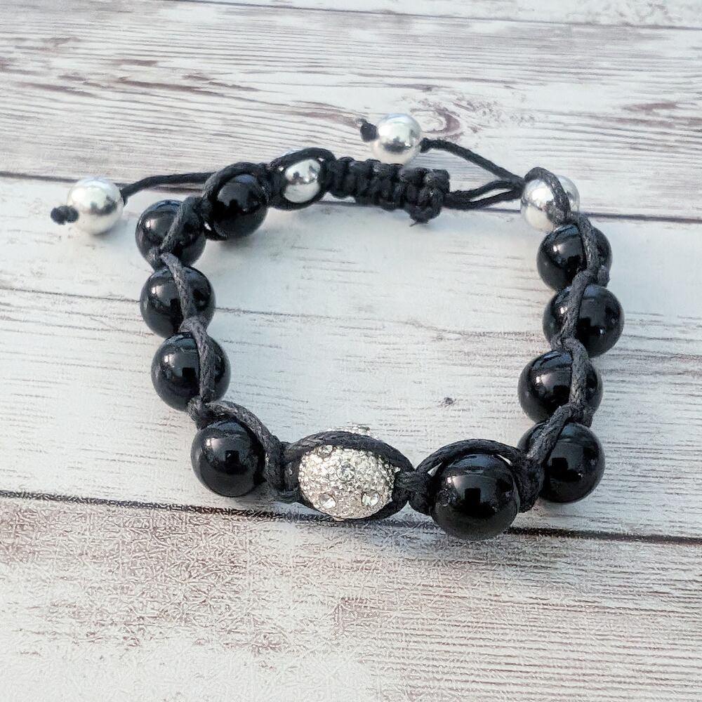 Black & Silver Tone Corded Bracelet